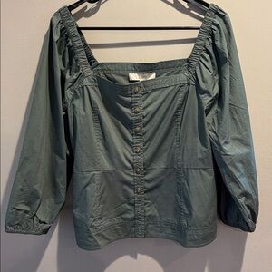 LOFT Gray Button-Up Shirt